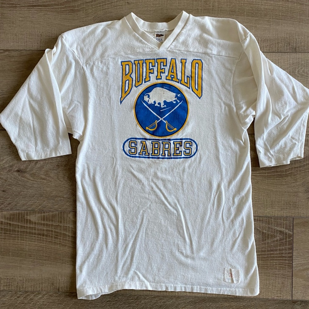 Vintage Buffalo Sabres 3/4 sleeve shirt -XL (fits like a LARGE) -Trench-80s/90s
